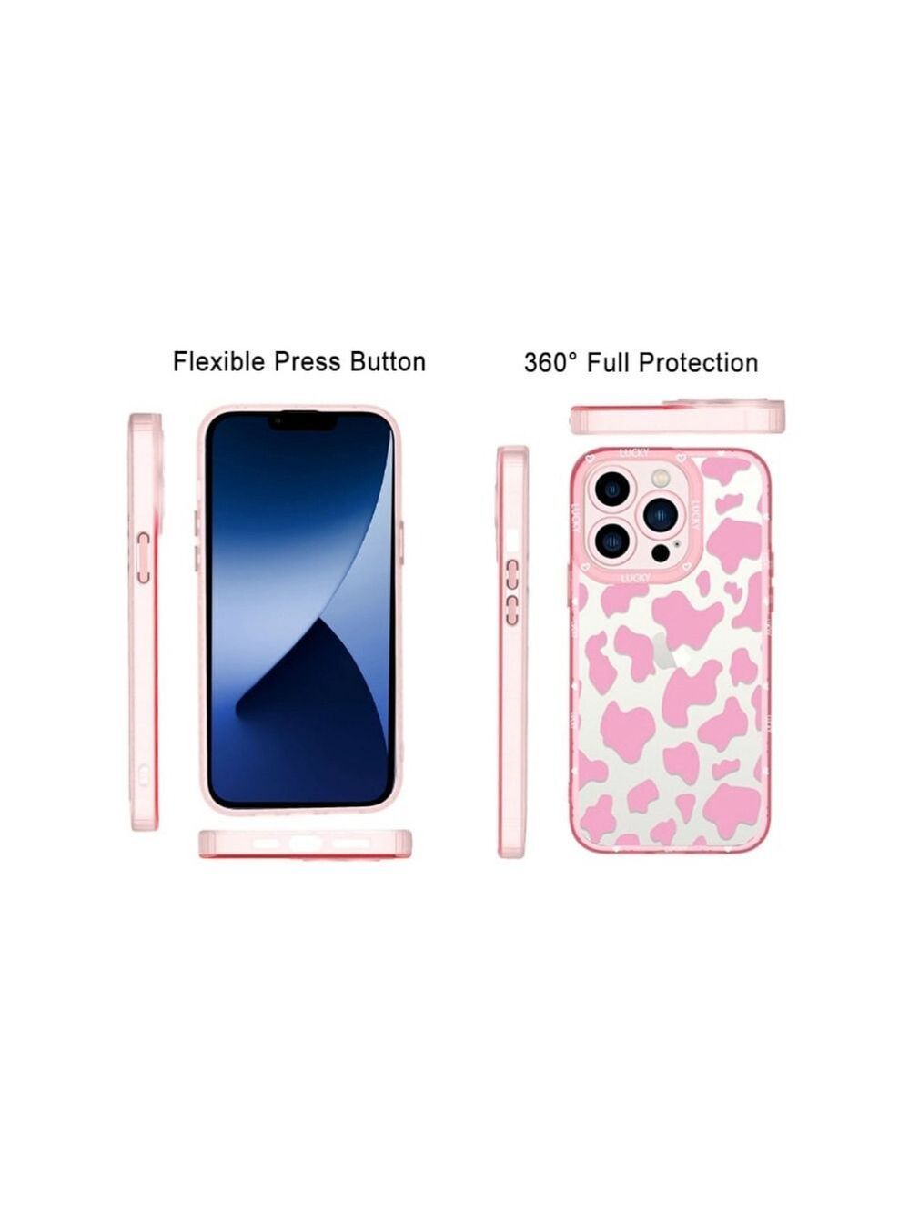 MZELQ Compatible with iPhone 14 Pro Max Case Pink Cow Print